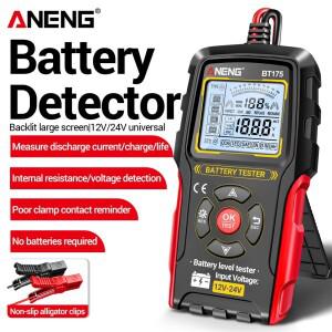 호환 ANENG BT175 12V 24V 디지털 자동차 배터리 테스터 발전기 분석기 디스플레이 화면 포함 절연 악어 클