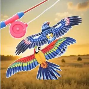 낚시 연 얼레 독수리 앵무새 세트 가벼운 간편 낚시대 새모양 연날리기