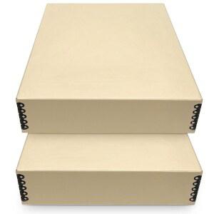 골든 스테이트 아트, 아카이브 보관함, 금속 테두리가 있는 무산 드롭 프론트 박물관 박스 아트워크 보관 사진 문서 인쇄 예술 및 공예품(Tan-11.75x 15.25x 3인치) 2팩