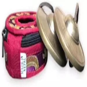 명상을 위한 선물 주머니가 있는 플레인 팅샤 심벌즈 - 가죽 코드 마음챙김 및 요가 팅샤가 포함된 수공예