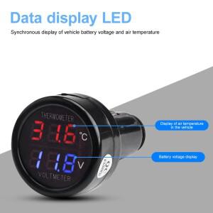 호환 8V 36V 디지털 DC 전압 자동차 온도계 시거잭 스타일 2 in 1 배터리 모니터 측정기