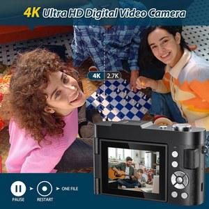 ANVOSCI 4K 카드 카메라 위한 32GB 16배 플립 50MP 초보자를 유튜브용 오토포커스 디지털 브이로그 8인치 180 스크린 카메라 제공
