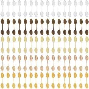 써니클루 1박스 100Pcs 5가지 색상 잎 베일 황동 펜던트 보석 금 은 앤티크 청동 금속 모양의 핀치 베이직