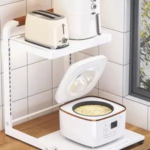 주방 밥솥 레일 밥솥장 슬라이딩 전자레인지 선반 철제 2단