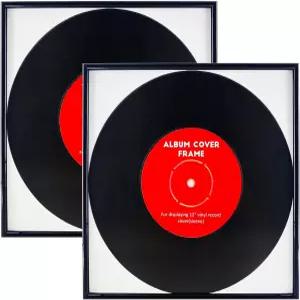ReqiHome 2팩 블랙 뮤직 레코드 앨범 프레임 포함 고경량 호일 몰딩 커버 125인치 마감 디스플레이 행거