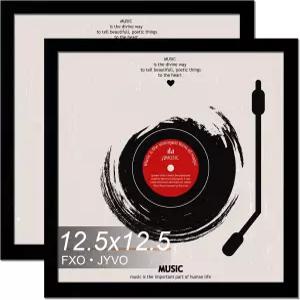 벽 디스플레이 앨범 커버용 Fojyvo 비닐 125 있는 블랙 12인치 레코드 프레임 레코드용 2팩블랙 커버가 LP