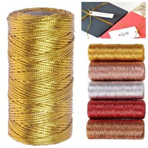 100m/롤 1.5mm 골드 실버 Macrame 코드 로프 꼬기 포장 밧줄 장식 문자열 DIY 웨딩 파티 크리스마스 선물