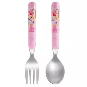 [에이치플러스몰]프린세스 스텐 스푼 포크 세트 14cm 1P 커트러리 유아 어린이집 식기