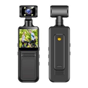 Bewinner 4K HD 액션 카메라, LED 조명 및 APP가 장착된 180도 회전 휴대용 스포츠 135 광각 뷰, 야외 여행용 WiFi 브이로그 카메라