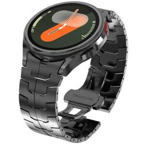 갤럭시 워치 7 6 5 4 밴드 클래식 /5 프로 /4 /FE 남성 47mm 43mm 45mm 44mm 40mm 46mm 42mm, 노 갭 솔리드 스테인리스 스틸 링크 브레이슬릿, 블랙