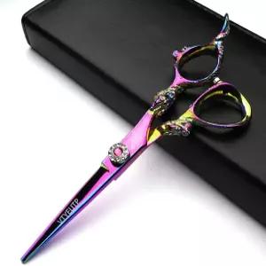 전문가용 60인치 레인보우 컬러 드래곤 핸들 이발 적합합니다 가위 스타일리스트 440C 및 헤어 가위에 살롱