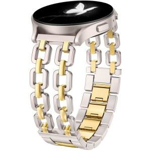 갤럭시 워치 7 6 5 4 FE 액티브 2 40mm 44mm /워치 클래식 43mm 47mm 42mm 46mm 프로 45mm 밴드, 20mm 드레시 스테인리스 스틸 체인 스트랩 여성용