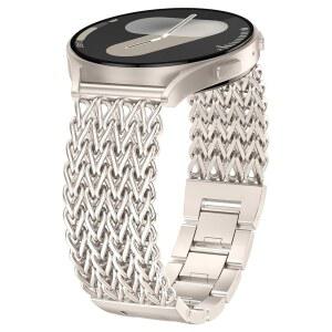 갤럭시 워치 7 6 5 4 FE 40mm 44mm /워치 클래식 43mm 47mm 프로 45mm 밴드 여성, 20mm 드레시 스테인리스 스틸 골드 체인 스트랩 인어 디자이너 손목 밴드와 호환됩니다