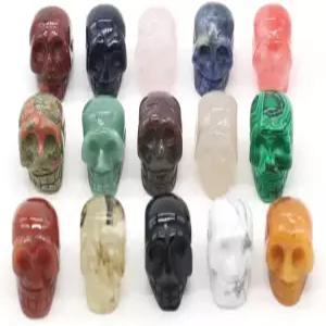 LE SKY 4Pcs 내추럴 해골 머리 팔찌 열쇠고리 목걸이 돌 보석 매력 갈망 펜던트 힐링 손 만들기 구슬