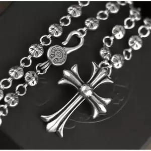 미국 크롬 하츠 925 스털링 실버 십자가 펜던트 볼 체인 목걸이 336442058558