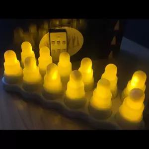 호환  12 원격 제어 무선 Tealight LED 촛불 웨딩 크리스마스 홈 파티 테이블 장식-앰버 팩