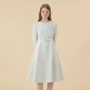 [롯데백화점]케네스레이디 라운드넥 트위드 벨티드 원피스 (EWOPOK04)