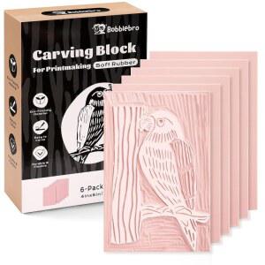 인쇄 용품용 리놀륨 블록 - 스탬프 조각용 6PCS 4 u201Dx6 u201DRubber 리노컷 블록 인쇄 키트, DIY 공예 및 예술 프로젝트용 소프트 릴 인쇄 리놀륨