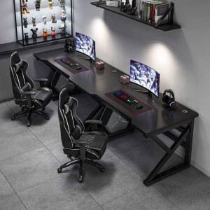 컴퓨터 책상 2인용 게이밍 160cm 스타일 커플 듀얼 PC방 블랙