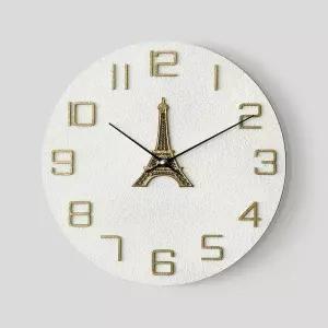 에펠탑 화이트 아트월 무타공 거실 무소음 벽시계 엔틱 레트로 해바라기시계 벽걸이시계