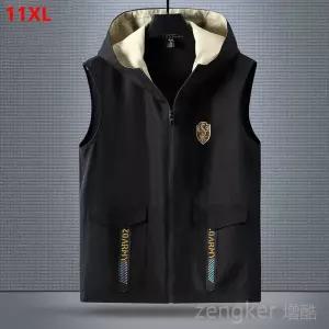 호환  남성용 엑스트라 라지 사이즈 조끼 루즈 플러스 사이즈 멀티 포켓 섹션 봄 및 여름 조끼 11XL