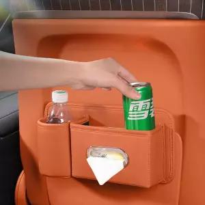 호환  자동차 시트 뒤쪽 걸이형 티슈 및 컵 홀더 가죽 자동차 장착 냅킨 쓰레기통 내부 도어 우산 포켓