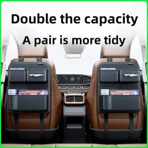 호환  올인원 카시트 등받이 수납 가방 업그레이드된 5포켓 자동차 정리함 티슈 및 컵 홀더 발차 방지 패드