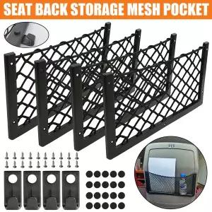 호환  4개 차량용 수납망 가방 카라반 버스 캠핑카 시트 등받이 메쉬망 가방 후크 포함 차량 내부