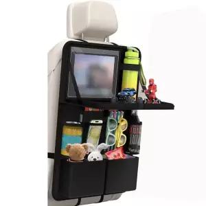 호환  멀티 포켓 카시트 정리함 태블릿 홀더 포함 접이식 트레이 카시트 등받이 수납 가방 차량용 실내
