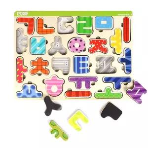 유아동 자음모음 글자공부교구 자석시트 원목 한글퍼즐 손힘기르기 모양블럭 4살