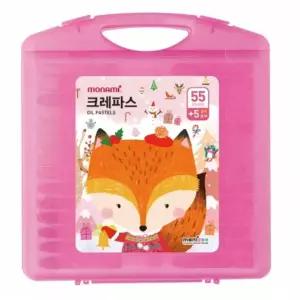 모나미 모니주 가방파스 크레파스 55색 핑크 새학기 준비물 이름표 견출지 세트