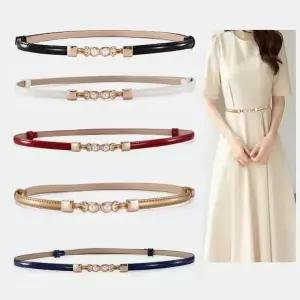 [콩심팥심]5컬러 여성용 허리 조절 벨트 슬림핏 가죽 체인 원피스 허리띠