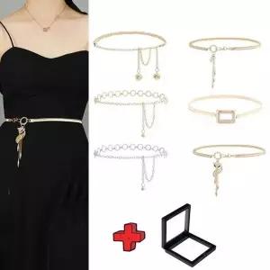 [콩심팥심]여성 허리 체인 벨트 장식 금속 메탈 여우 모양 원피스 스커트