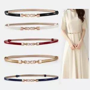 5컬러 여성용 허리 조절 벨트 슬림핏 가죽 체인 원피스 허리띠