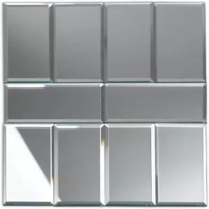 미러 백스플래시 타일 3x6인치 유리 베벨드 서브웨이 주방 욕실 벽(10개 2제곱피트)