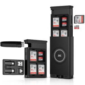 케이블 카드 고속 SD 리더 케이스, 다중 충전 USB-C 3.1 2세대 케이블(라이트 포함) /USB A /MicroUSB /OTG 어댑터 변환 키트 및 여행용 휴대폰 카메라