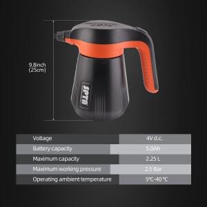 SPTA 전기 압력 거품 비누 분무기 스노우 캐논 무선 펌프 자동차 청소 정원 급수 2.25L/76 oz