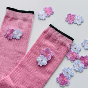 와펜 DIY 리폼 열접착 꽃 핑크 패치 귀여운 벚꽃 자수 가방 패딩수선