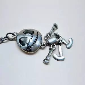 해골 인형 가방 키링 우정 커플 키홀더 실버