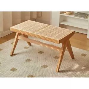 라탄 벤치의자 모던 패브릭 라탄스툴 라운지 긴의자