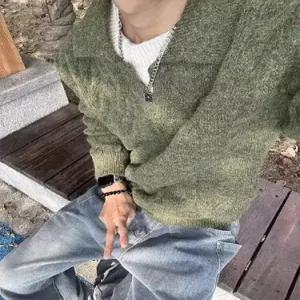 투피스 페이크 남사친 그린 니트 이너 겨울 스웨터 데일리 꽈배기 브이넥 카디건 밀리터리 다올4