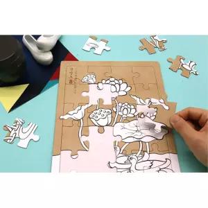 전통민화 아이교육용 나만의 채색퍼즐 세트 2개 색칠공부 집 미술시간 그리기만들기