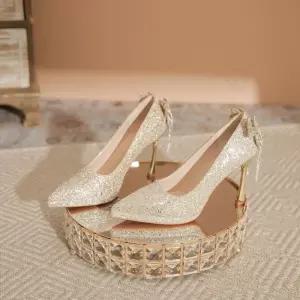 여사친 힐 슈즈 하이힐 큐빅 프렌치 크리스탈 단화 여주인공 웨딩 스틸레토 리본 스팽글 원픽5