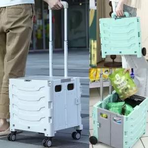 카트장인 2단 바구니 손수레 륜 접이식 쇼 핸드 장 카트 장착 탑