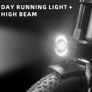 호환 ABVH-48V 36V 전면 조명 전기 자전거 헤드 라이트 미등  레트로 블랙 LED 지방 Ebike