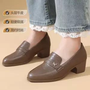 여성용 가을 빈티지 플랫 슈즈 단화 통기성 통굽 가죽 컴포트 구두 미끄럼 방지 쿠셔닝 사계절 admr3