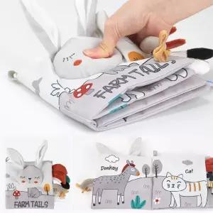 6개월 7개월 아기 농장동물 꼬리 헝겊책 장난감 헝겁책 유아헝겊책