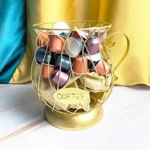 철 머그디자인 커피 캡슐 보관함 C타입키친소품 보관통 인테리어 숍소품 바구니 탕비실정리