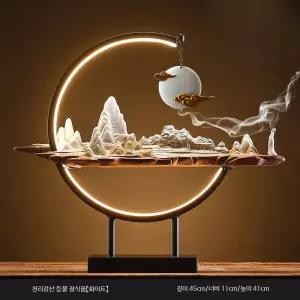 도자기 역류 향로 연꽃 디자인 인센스 홀더 가정용 명상 공간 분위기 연출 전통 장식품