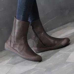 가죽앵클 국내제작 천연소가죽 둥근코 퍼안감 여성 앵클부츠Y